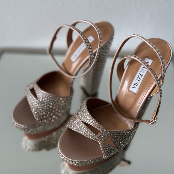 New AQUAZZURA Sinner Crystal Plateau 140 38 $2,495 - Picture 10 of 17